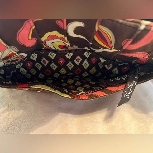 VERA BRADLEY Puccini 2008 Whitney Bag Brown Orange 2 Handle Zip Top Y2K Quilted - Picture 4 of 15